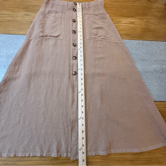 Tribal Jeans Tan Button-Front Linen Blend A Line Midi Skirt Size Small NWT - Picture 10 of 10